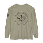 Grayson’s Ridge Farm Long Sleeve T-Shirt — Farm Logo Tee with Cross & American Flag