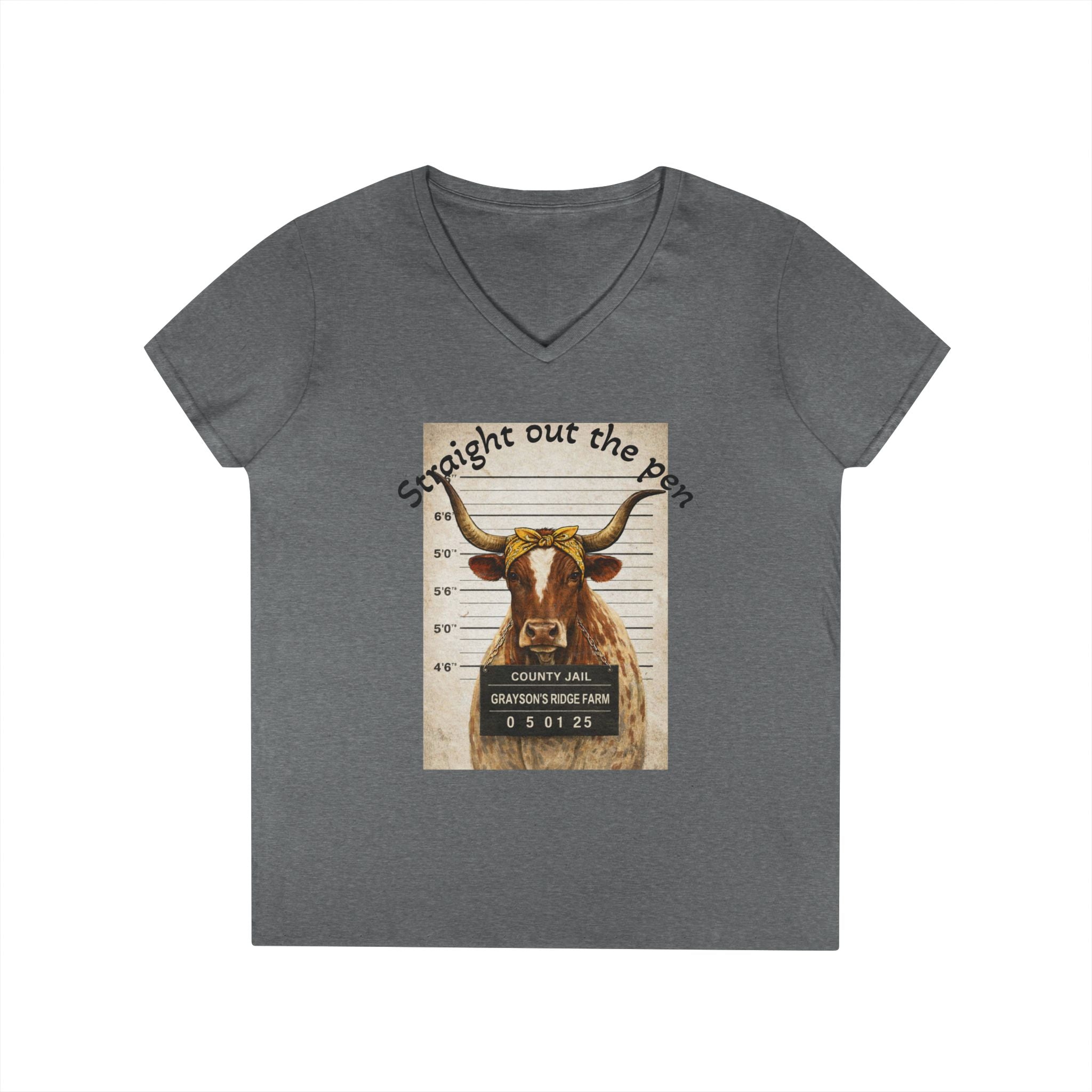 Straight Out The Pen Longhorn V-Neck Tee