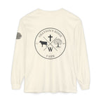 Grayson’s Ridge Farm Long Sleeve T-Shirt — Farm Logo Tee with Cross & American Flag