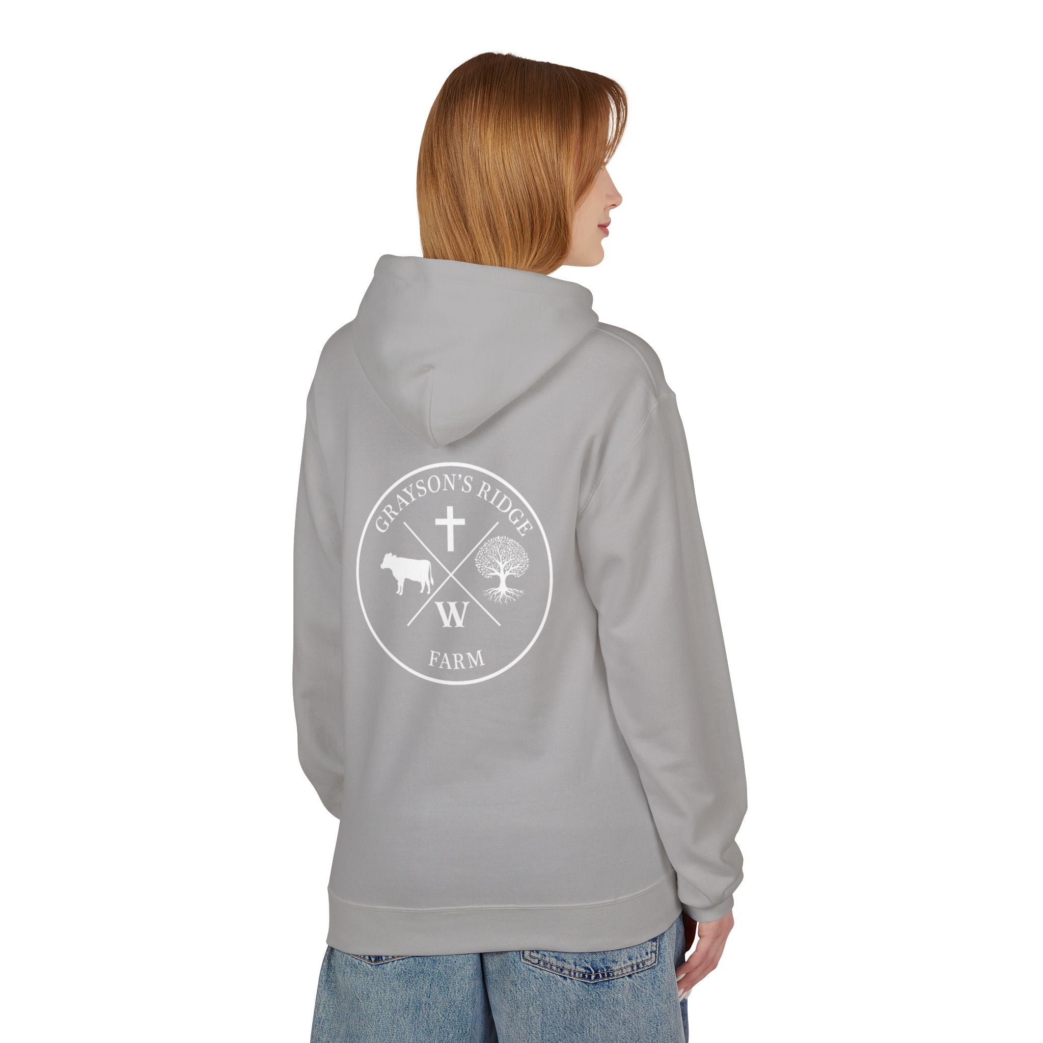 Farm Crest Hoodie – Grey "Grayson’s Ridge Farm" Pullover