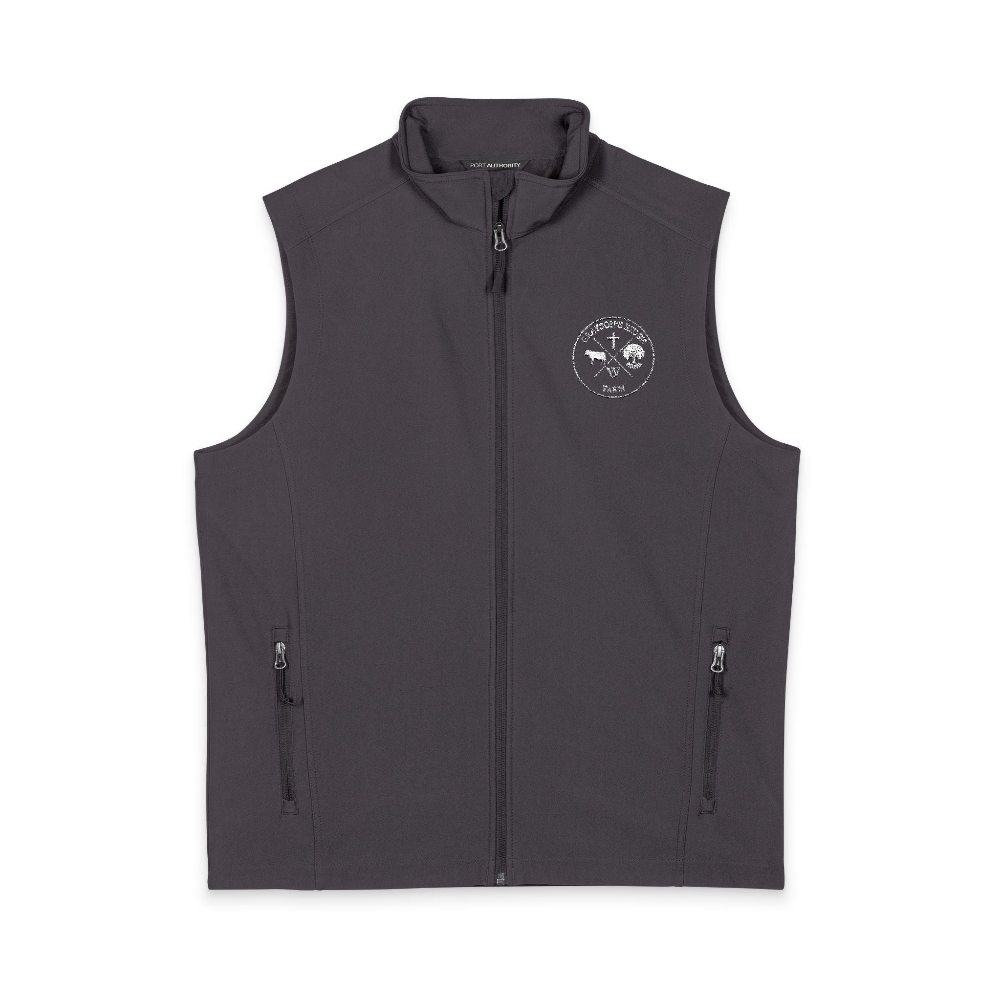 Men's Soft Shell Vest — Small Mountain Patch Chest Logo (Outdoor, Casual)