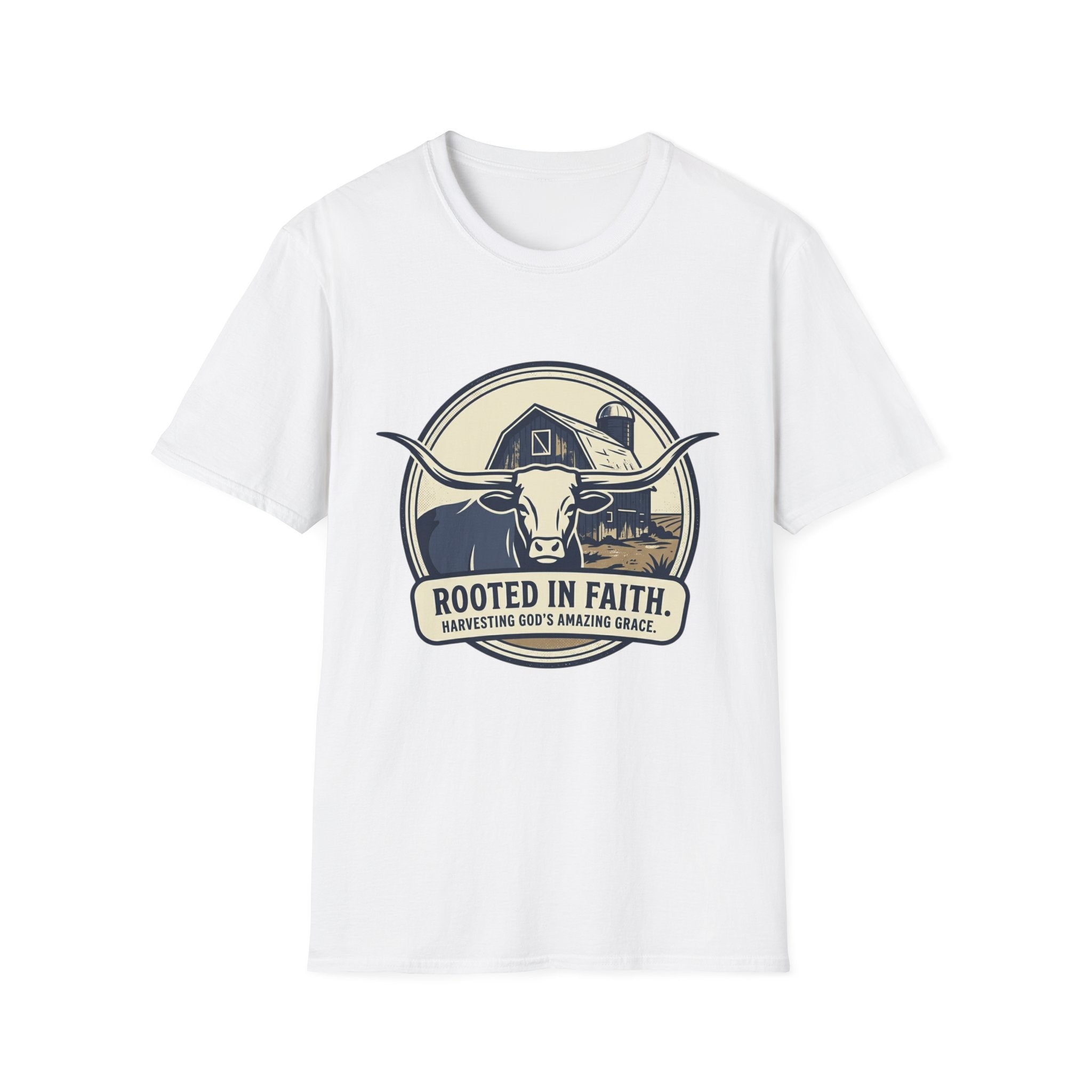 Rooted in Faith Farm T‑Shirt — 'Rooted in Faith' Longhorn & Grayson’s Ridge Farm Graphic Tee