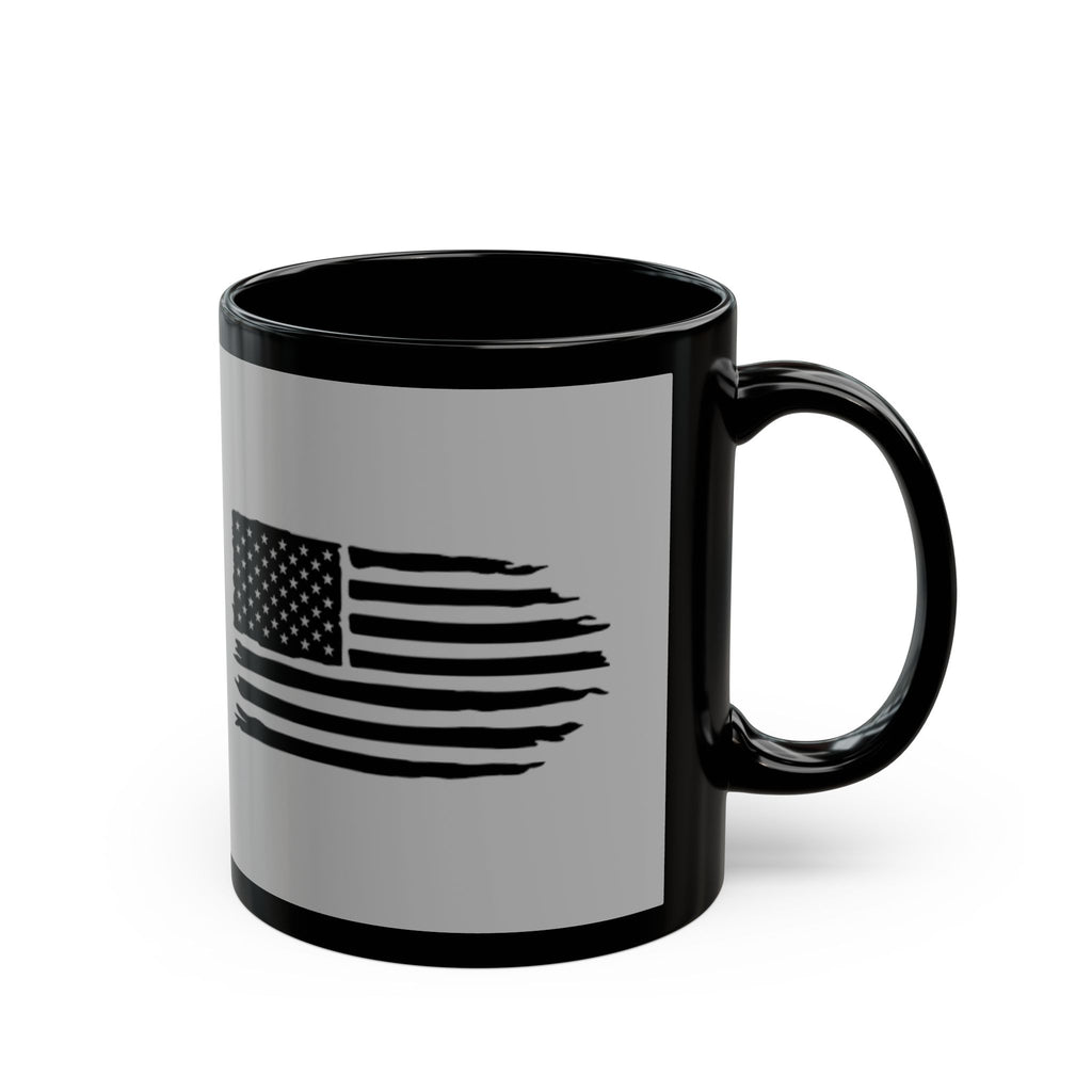 American Flag Farm Logo Mug — Black Ceramic Coffee Cup (11oz/15oz)