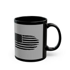 American Flag Farm Logo Mug — Black Ceramic Coffee Cup (11oz/15oz)