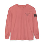 Grayson’s Ridge Farm Long Sleeve T-Shirt — Farm Logo Tee with Cross & American Flag
