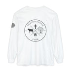 Grayson’s Ridge Farm Long Sleeve T-Shirt — Farm Logo Tee with Cross & American Flag