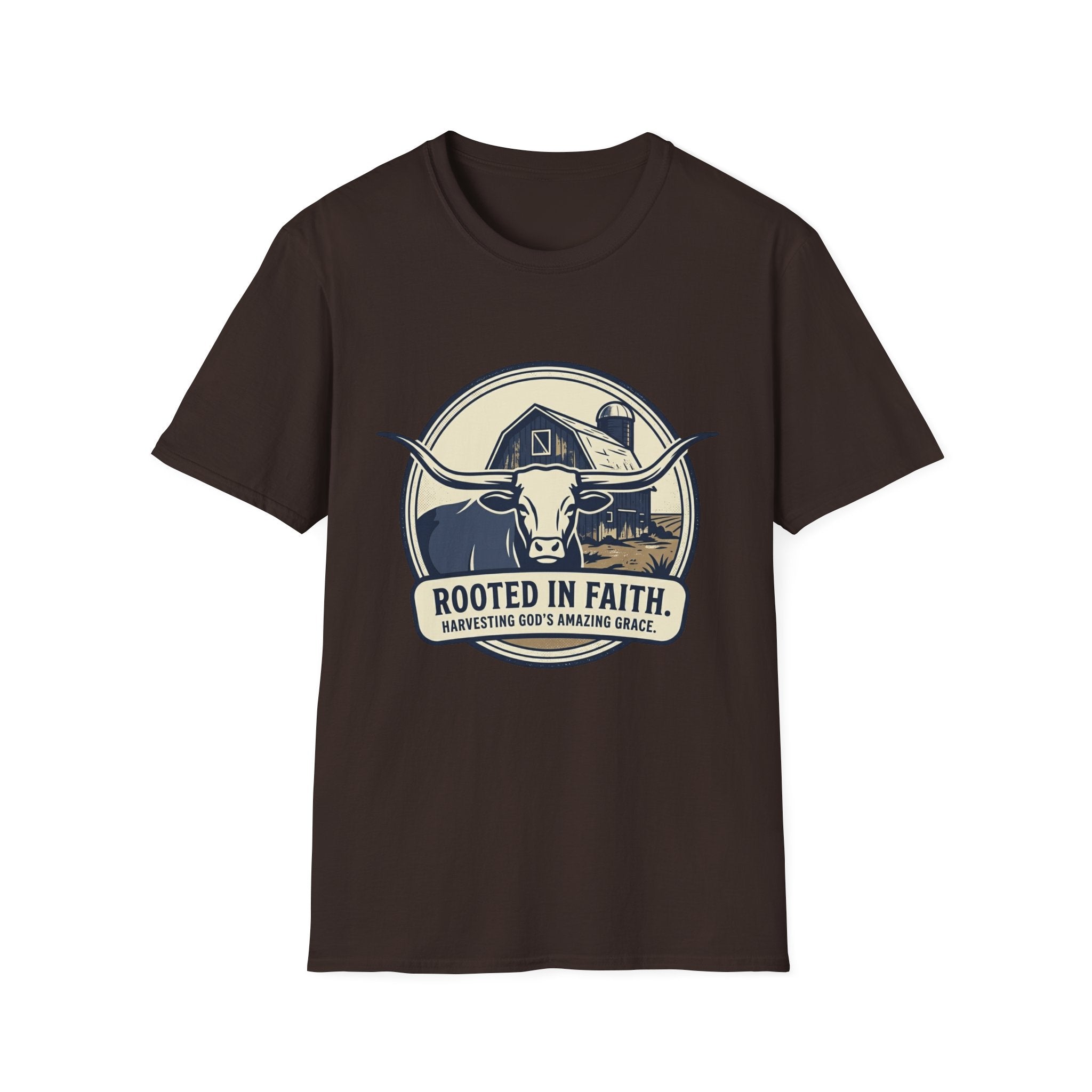 Rooted in Faith Farm T‑Shirt — 'Rooted in Faith' Longhorn & Grayson’s Ridge Farm Graphic Tee