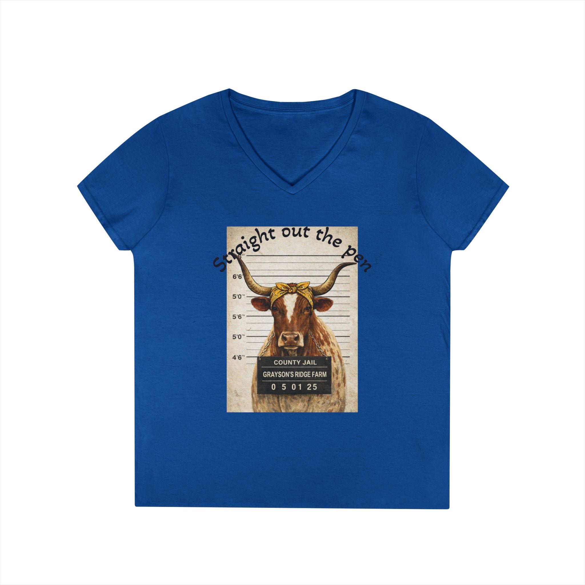Straight Out The Pen Longhorn V-Neck Tee