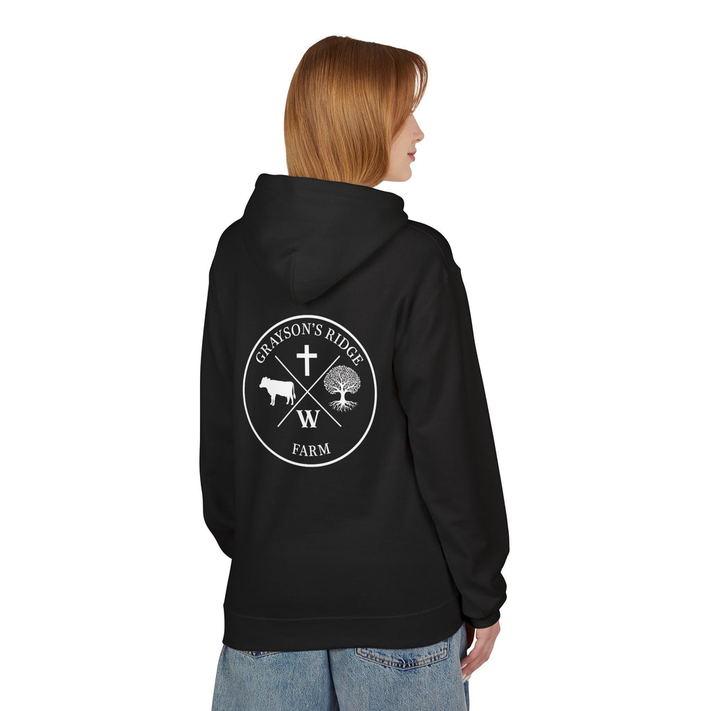 Farm Crest Hoodie – Grey "Grayson’s Ridge Farm" Pullover