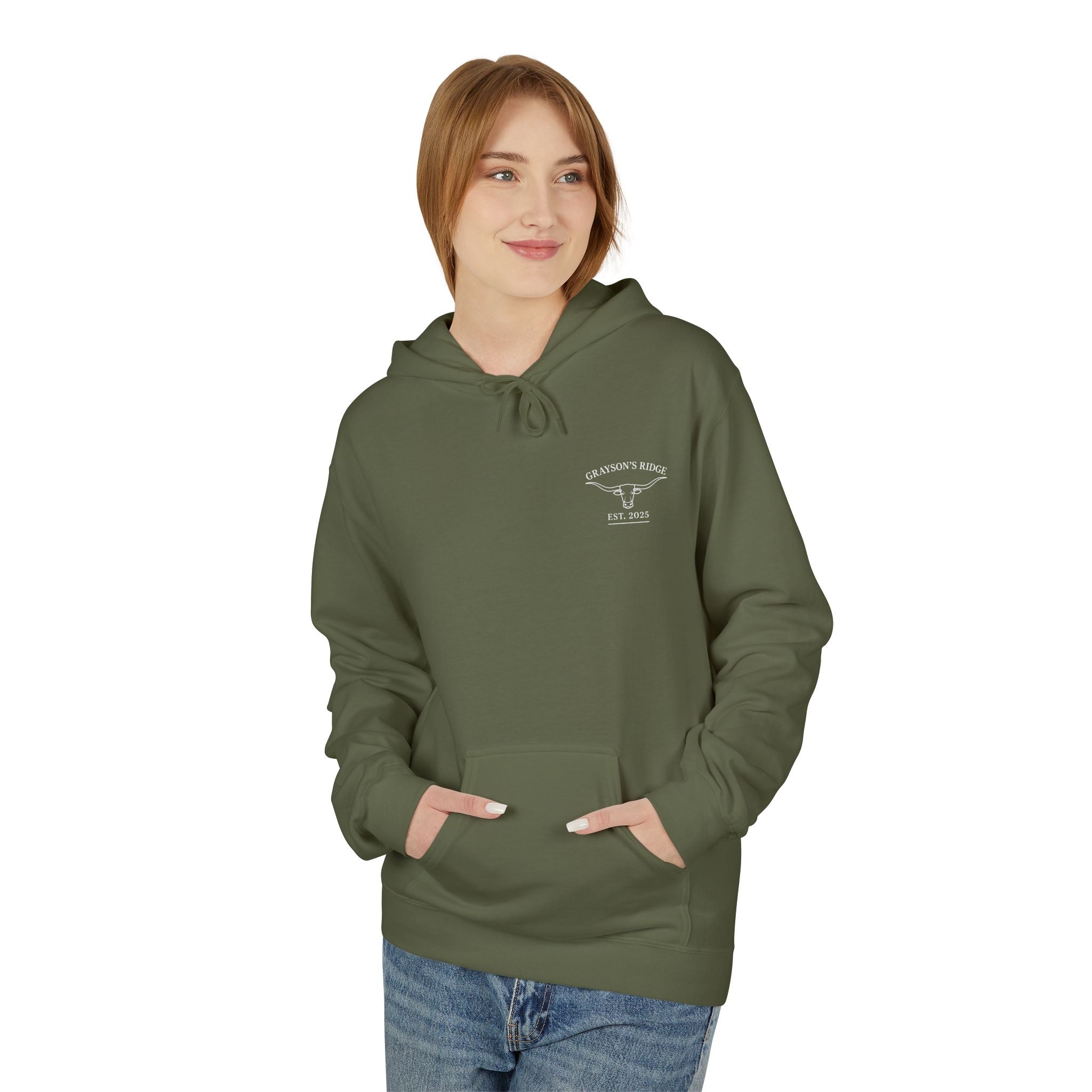 Farm Crest Hoodie – Grey "Grayson’s Ridge Farm" Pullover