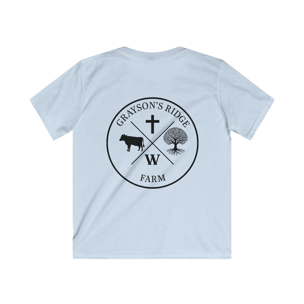 Kids Farm Faith T‑Shirt — "Rooted in Faith, Harvesting God’s Amazing Grace"