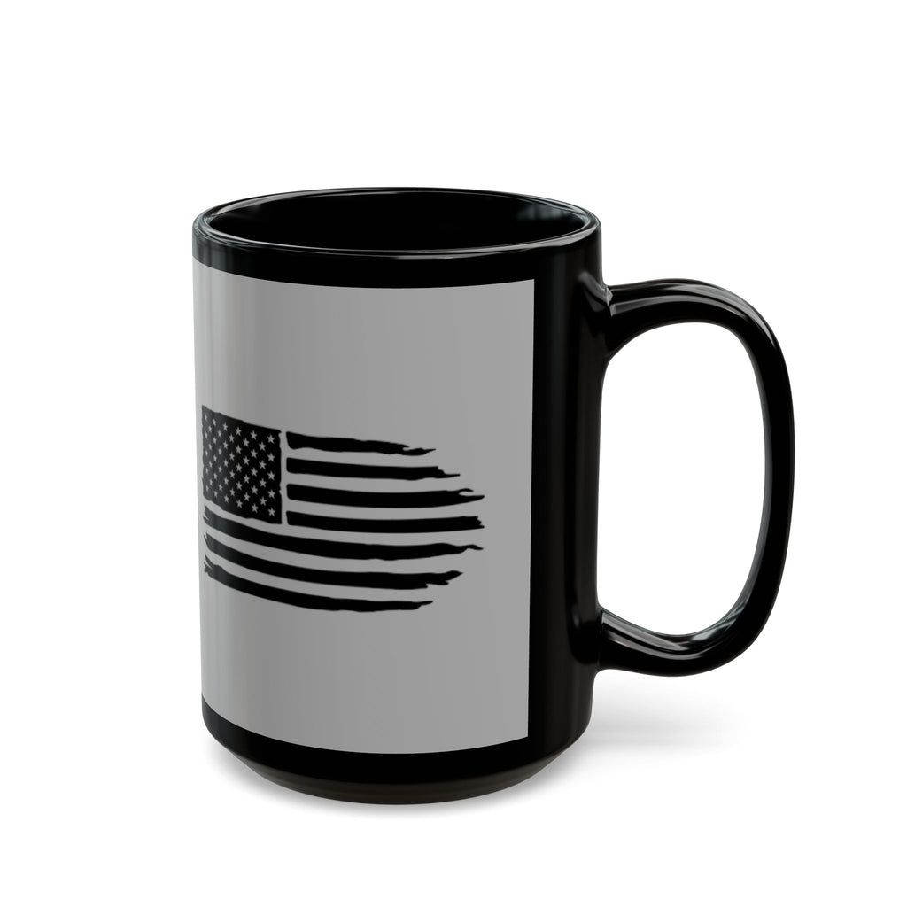American Flag Farm Logo Mug — Black Ceramic Coffee Cup (11oz/15oz)