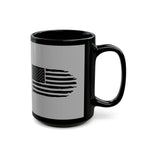 American Flag Farm Logo Mug — Black Ceramic Coffee Cup (11oz/15oz)