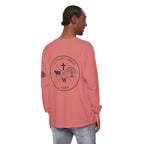 Grayson’s Ridge Farm Long Sleeve T-Shirt — Farm Logo Tee with Cross & American Flag