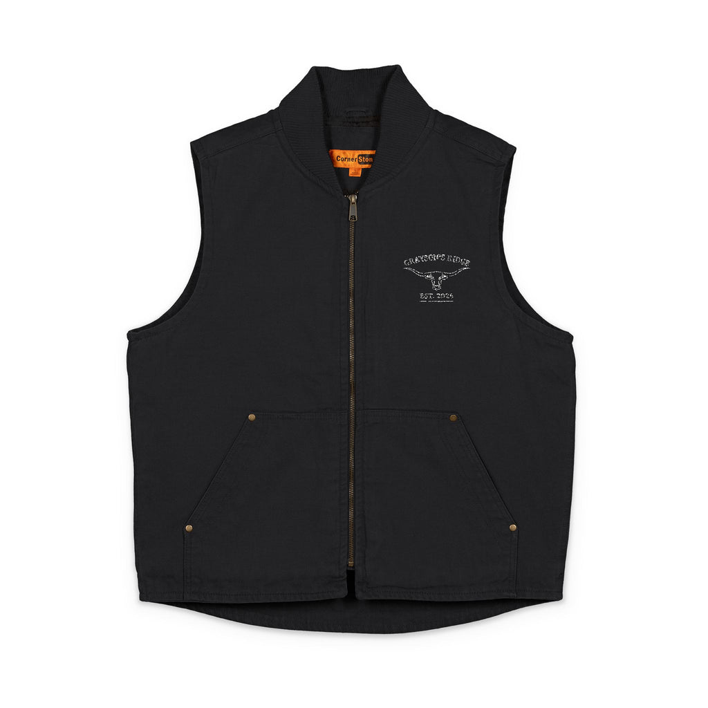 Duck Cloth Vest — Embroidered Heart & Wings Workwear Vest