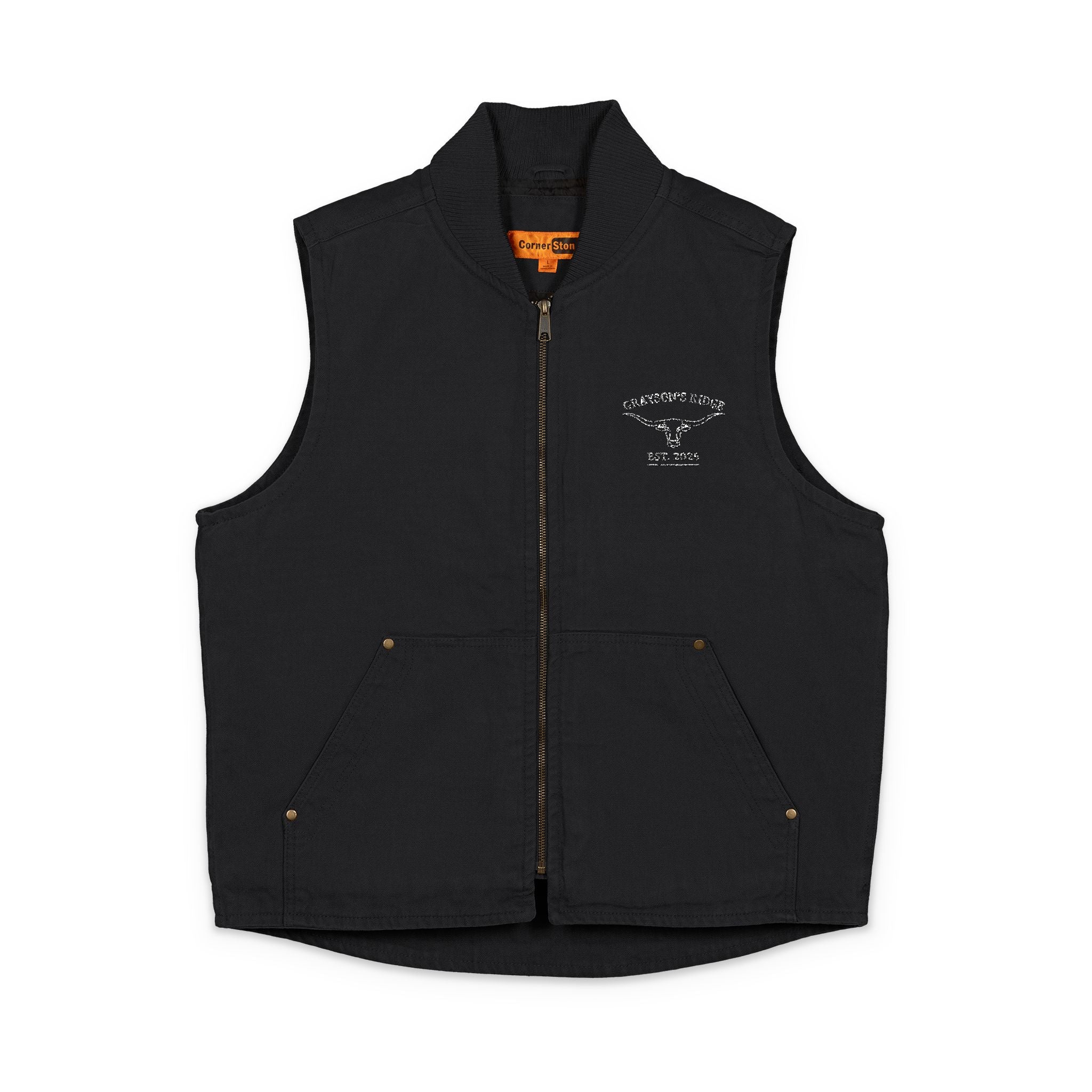 Duck Cloth Vest — Embroidered Heart & Wings Workwear Vest