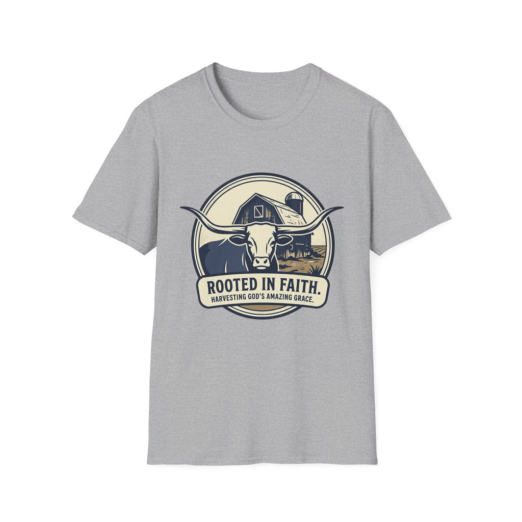 Rooted in Faith Farm T‑Shirt — 'Rooted in Faith' Longhorn & Grayson’s Ridge Farm Graphic Tee