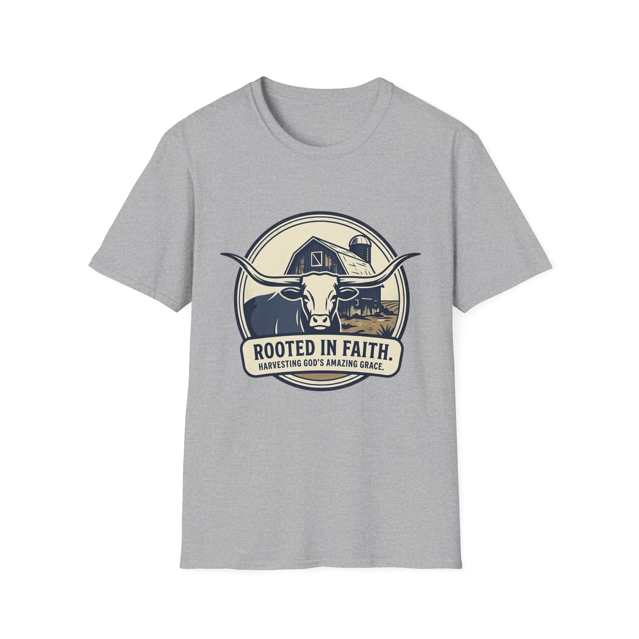 Rooted in Faith Farm T‑Shirt — 'Rooted in Faith' Longhorn & Grayson’s Ridge Farm Graphic Tee