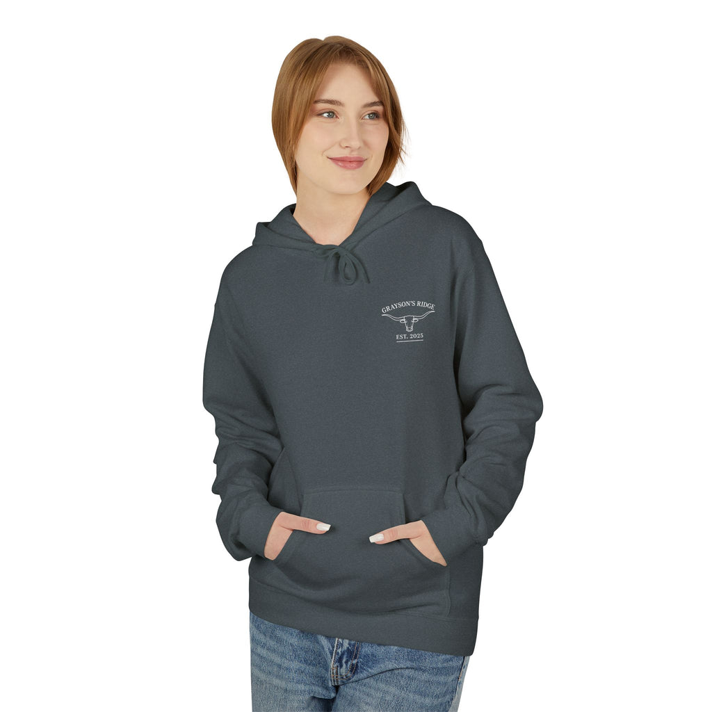 Farm Crest Hoodie – Grey "Grayson’s Ridge Farm" Pullover