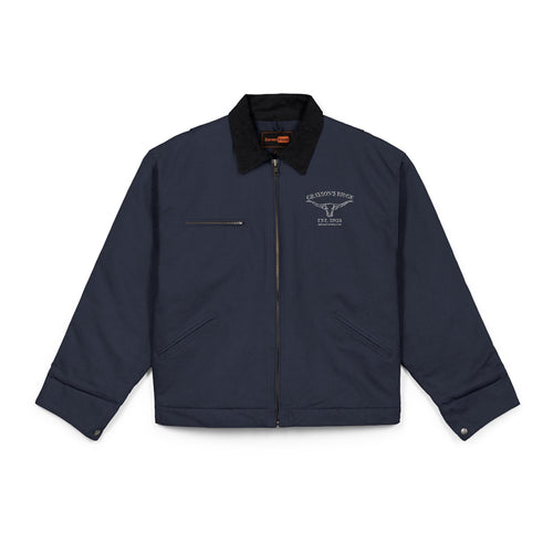 Embroidered Grey Duck Cloth Work Jacket – Durable Men’s Utility Coat