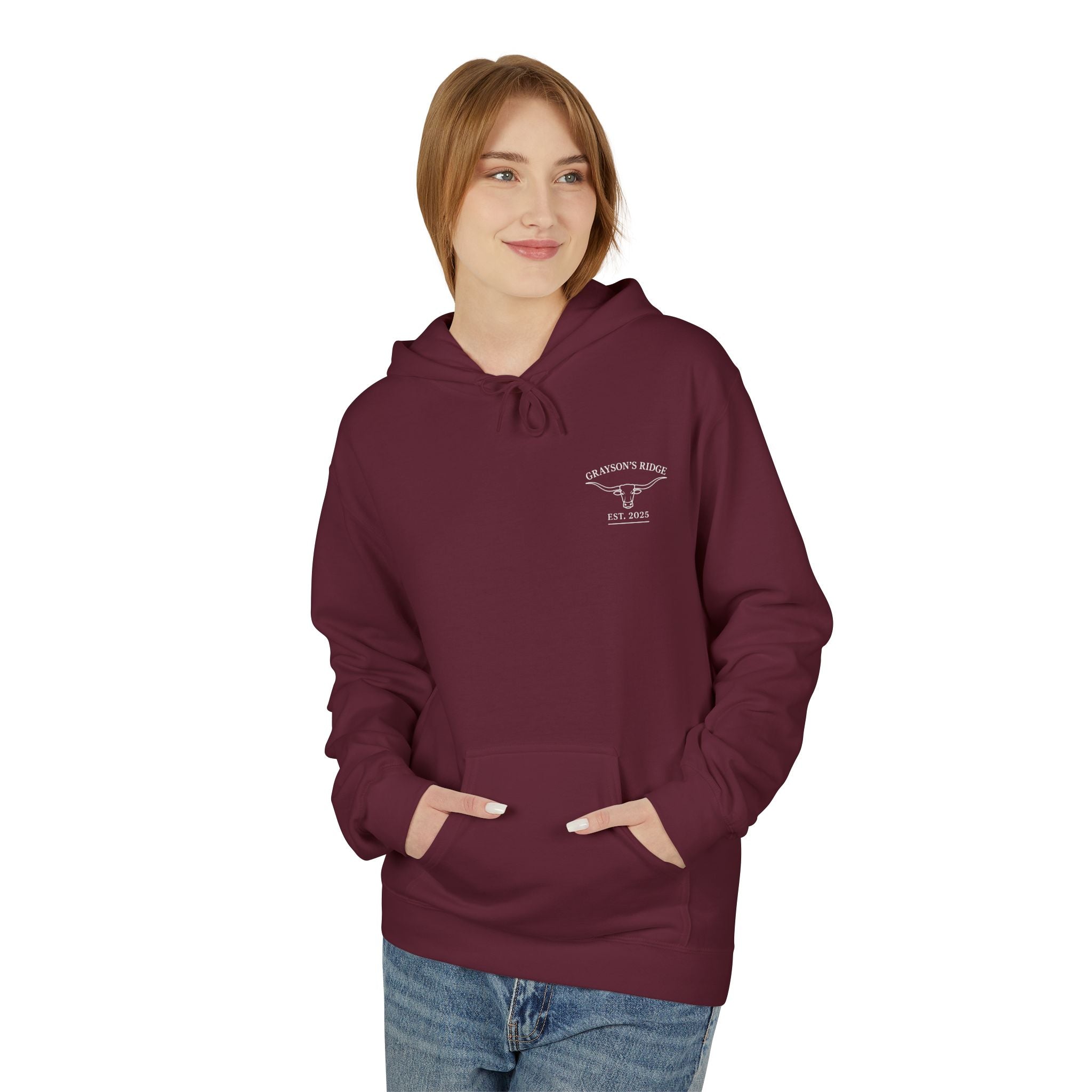 Farm Crest Hoodie – Grey "Grayson’s Ridge Farm" Pullover