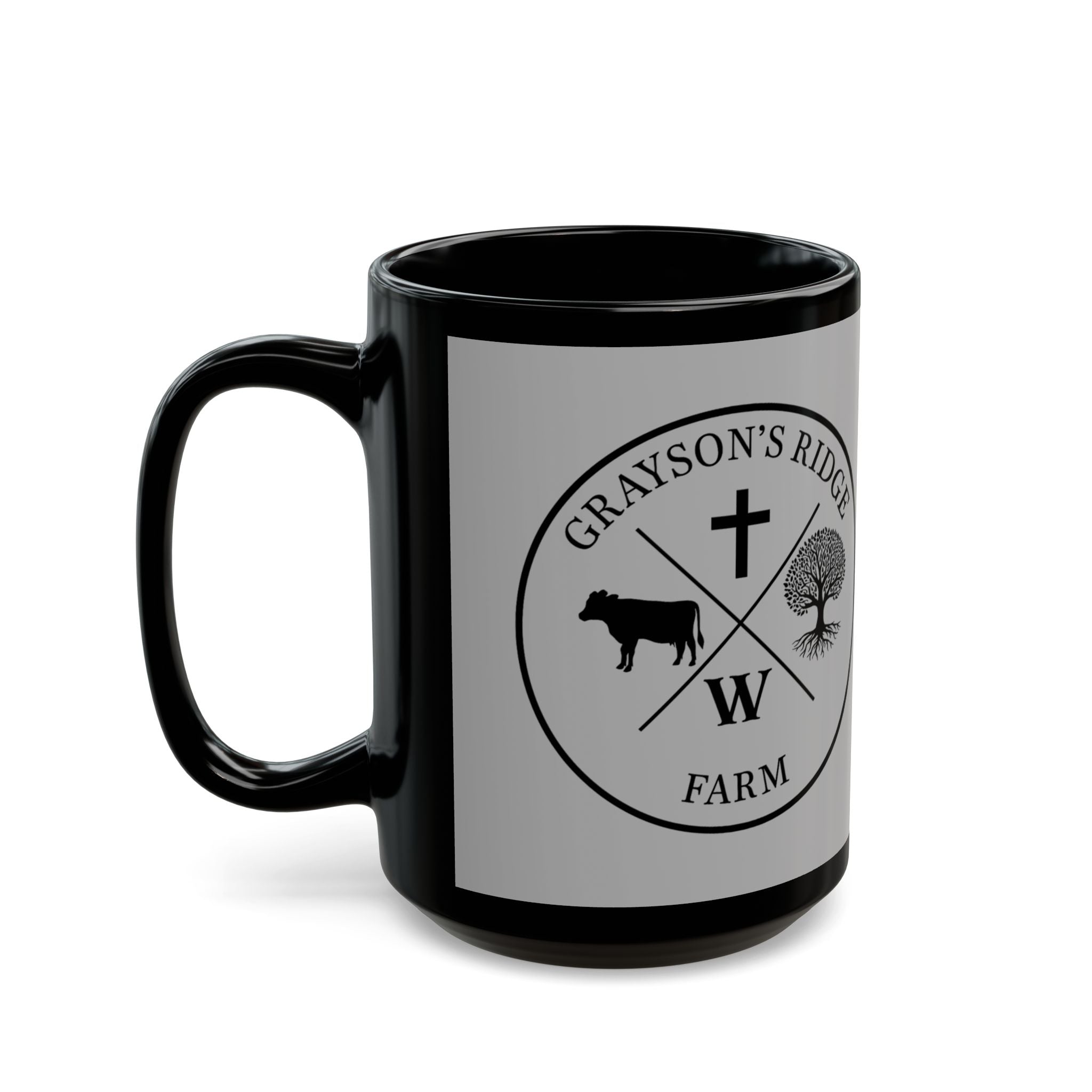 American Flag Farm Logo Mug — Black Ceramic Coffee Cup (11oz/15oz)