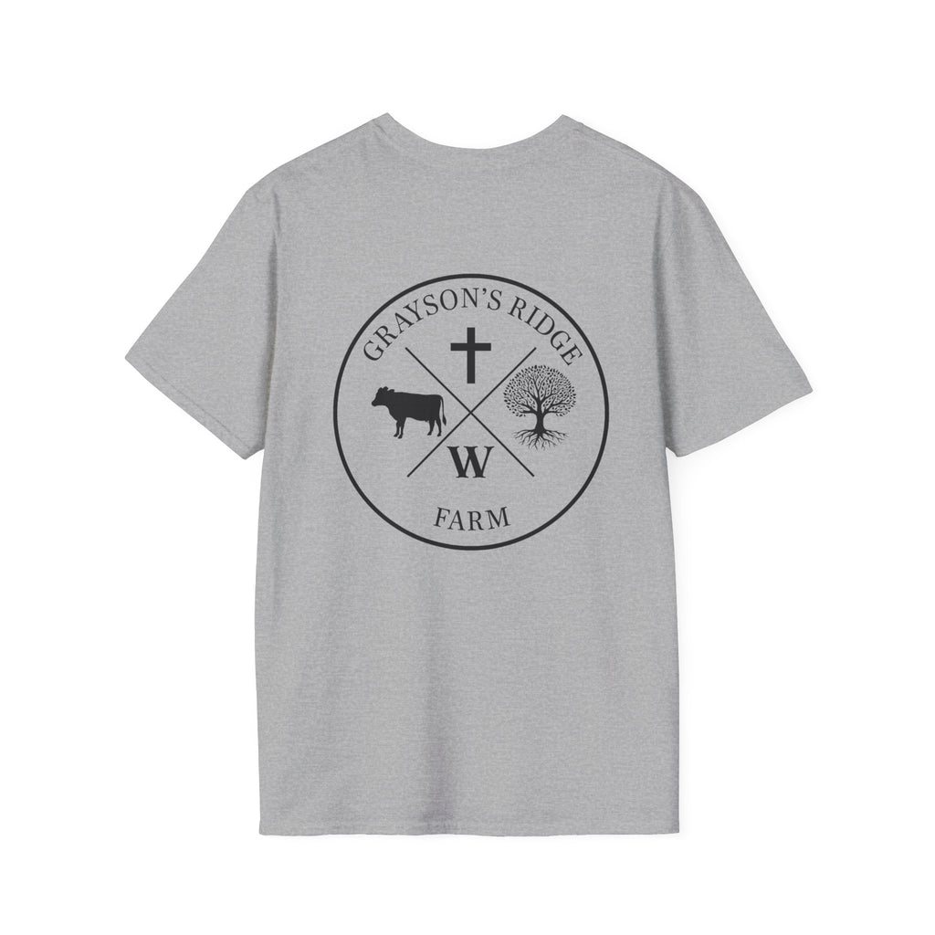 Rooted in Faith Farm T‑Shirt — 'Rooted in Faith' Longhorn & Grayson’s Ridge Farm Graphic Tee