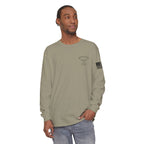 Grayson’s Ridge Farm Long Sleeve T-Shirt — Farm Logo Tee with Cross & American Flag