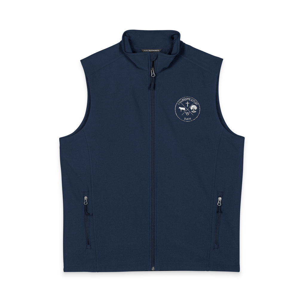 Men's Soft Shell Vest — Small Mountain Patch Chest Logo (Outdoor, Casual)