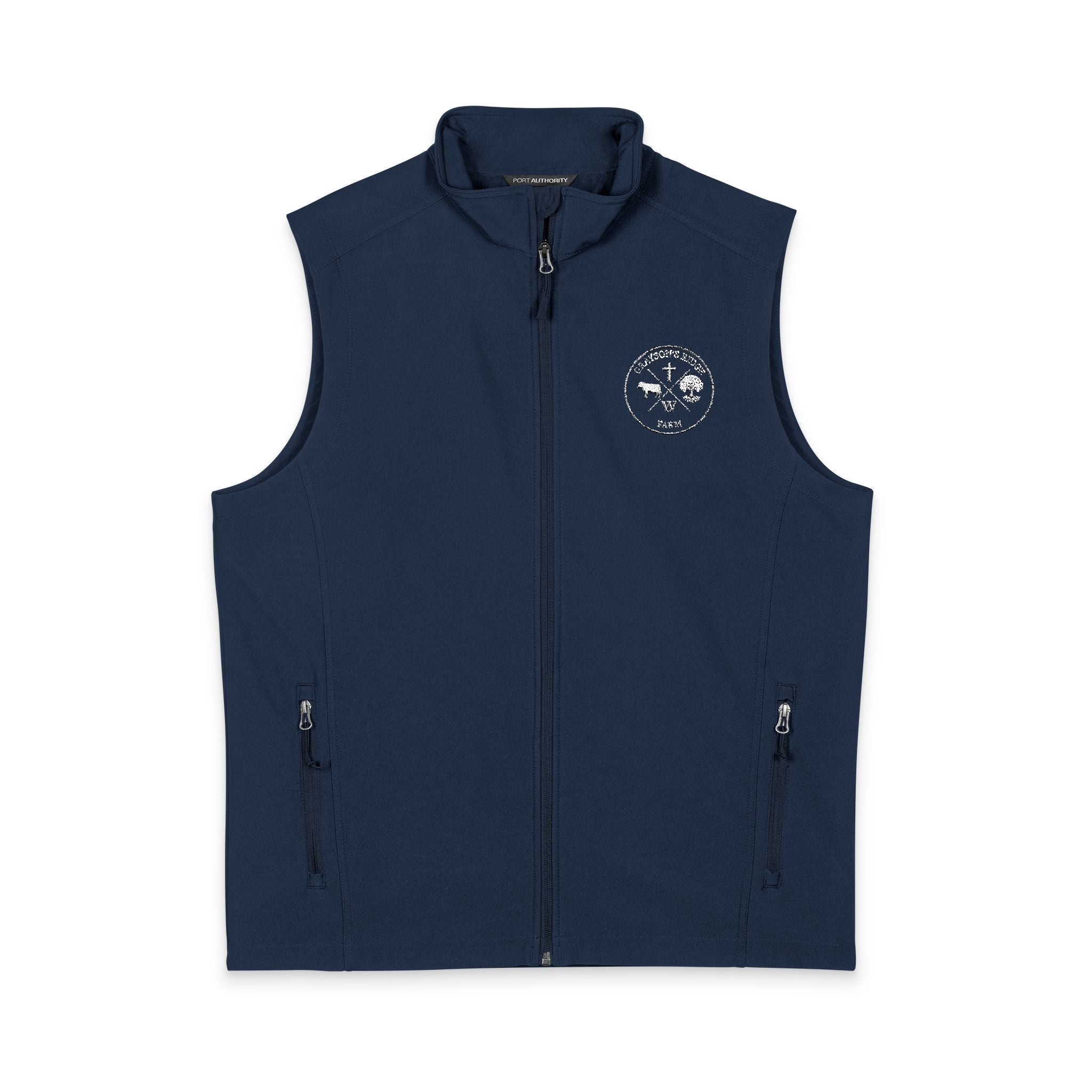 Men's Soft Shell Vest — Small Mountain Patch Chest Logo (Outdoor, Casual)