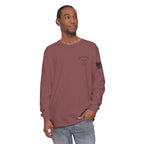 Grayson’s Ridge Farm Long Sleeve T-Shirt — Farm Logo Tee with Cross & American Flag