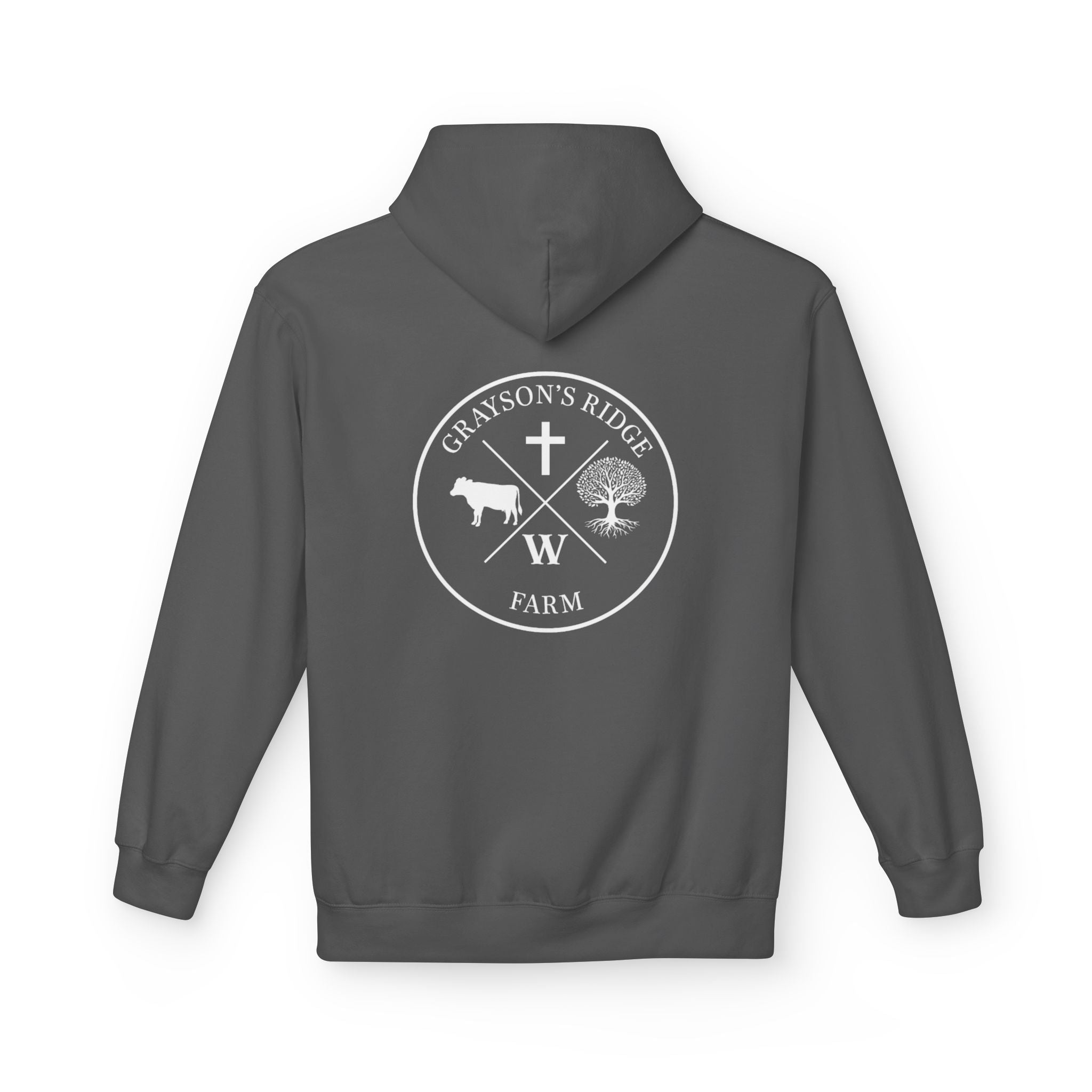 Farm Crest Hoodie – Grey "Grayson’s Ridge Farm" Pullover