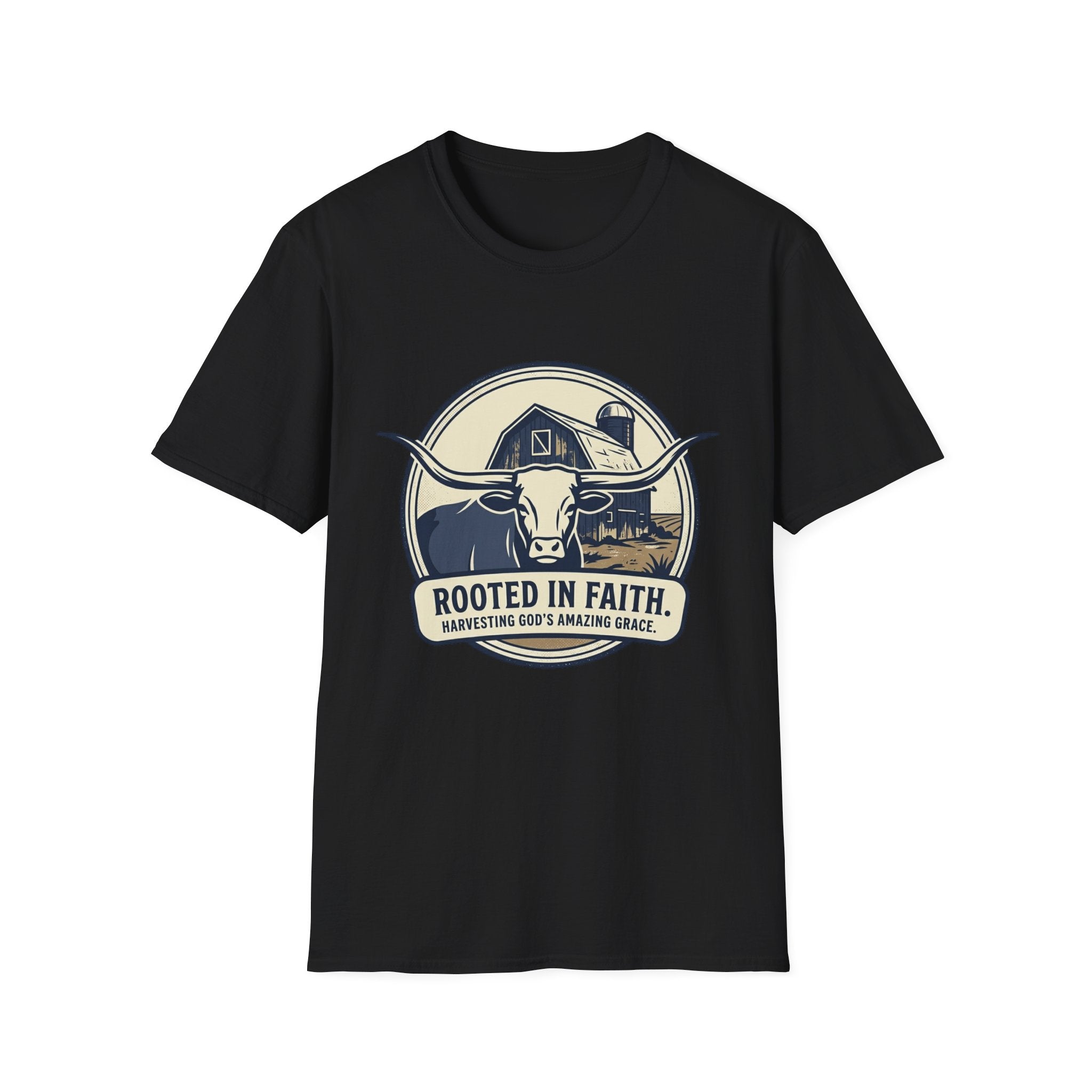 Rooted in Faith Farm T‑Shirt — 'Rooted in Faith' Longhorn & Grayson’s Ridge Farm Graphic Tee