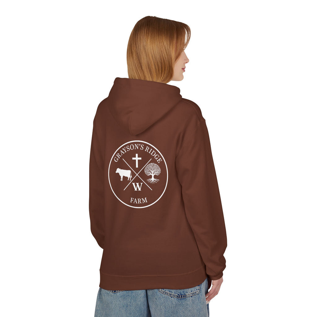 Farm Crest Hoodie – Grey "Grayson’s Ridge Farm" Pullover