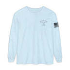 Grayson’s Ridge Farm Long Sleeve T-Shirt — Farm Logo Tee with Cross & American Flag