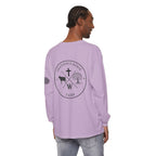 Grayson’s Ridge Farm Long Sleeve T-Shirt — Farm Logo Tee with Cross & American Flag