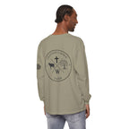 Grayson’s Ridge Farm Long Sleeve T-Shirt — Farm Logo Tee with Cross & American Flag