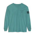 Grayson’s Ridge Farm Long Sleeve T-Shirt — Farm Logo Tee with Cross & American Flag