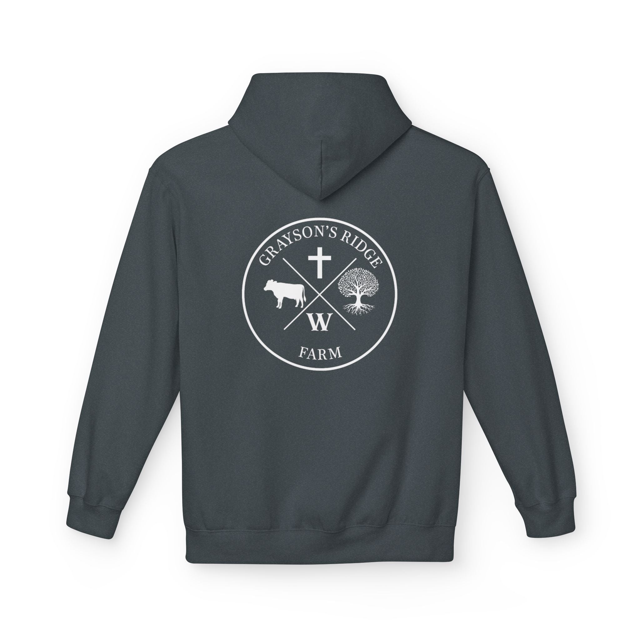 Farm Crest Hoodie – Grey "Grayson’s Ridge Farm" Pullover