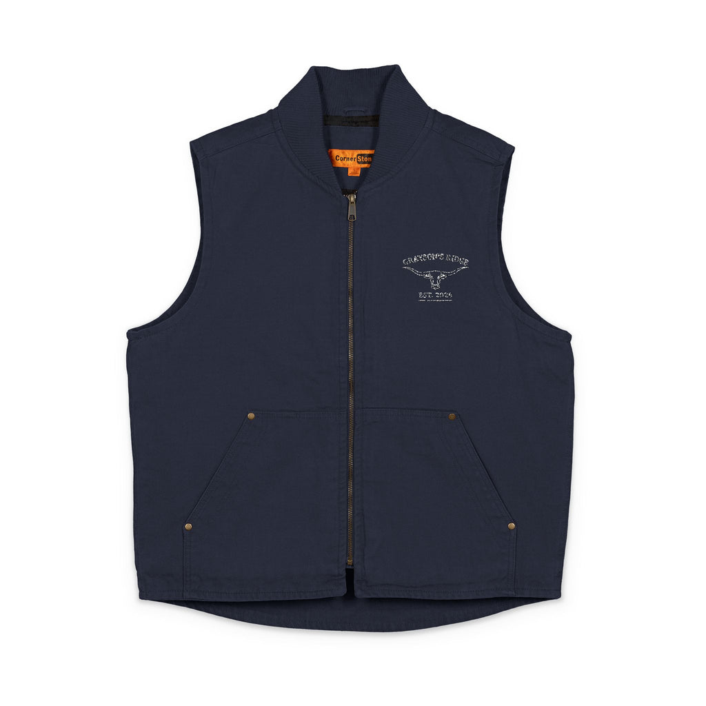 Duck Cloth Vest — Embroidered Heart & Wings Workwear Vest