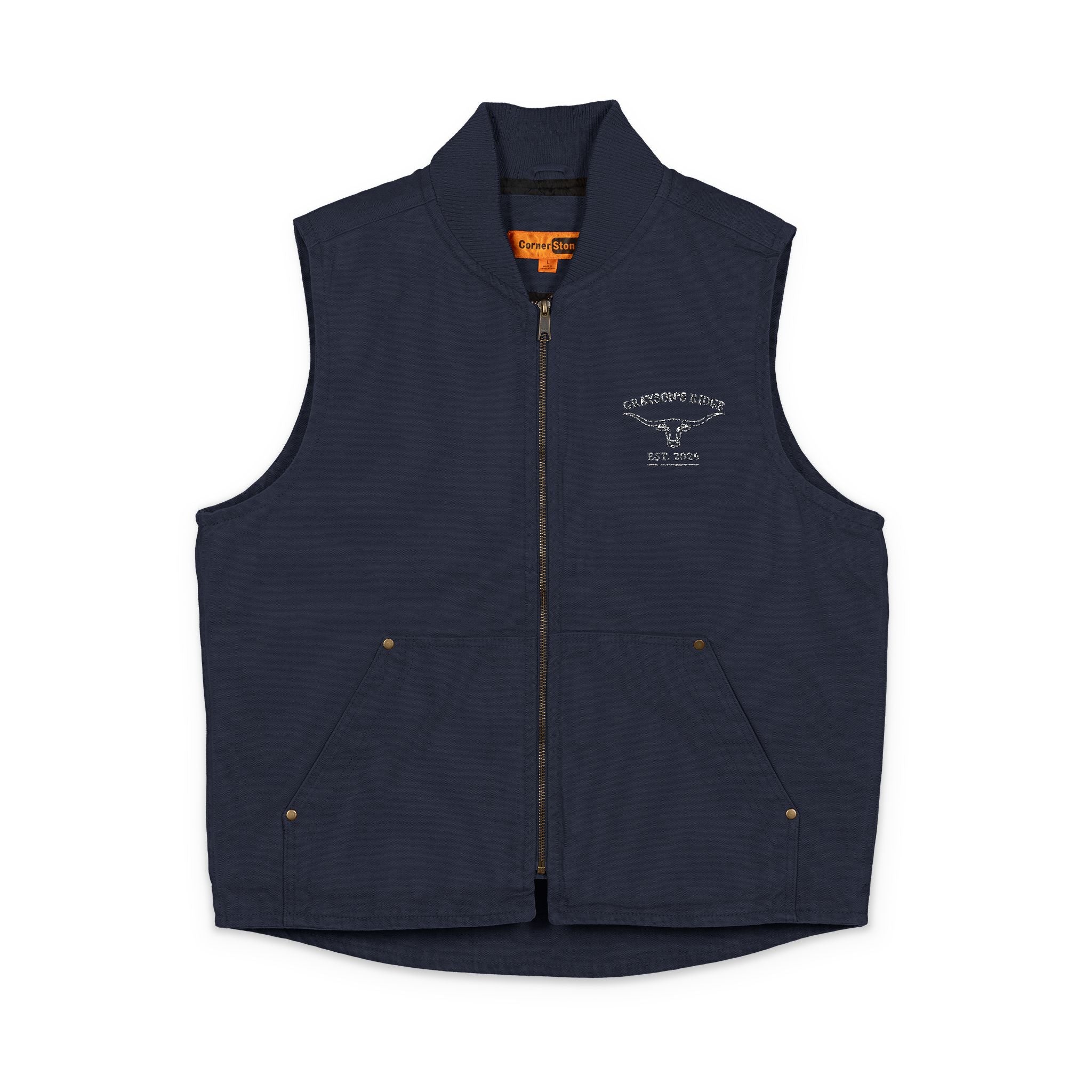 Duck Cloth Vest — Embroidered Heart & Wings Workwear Vest