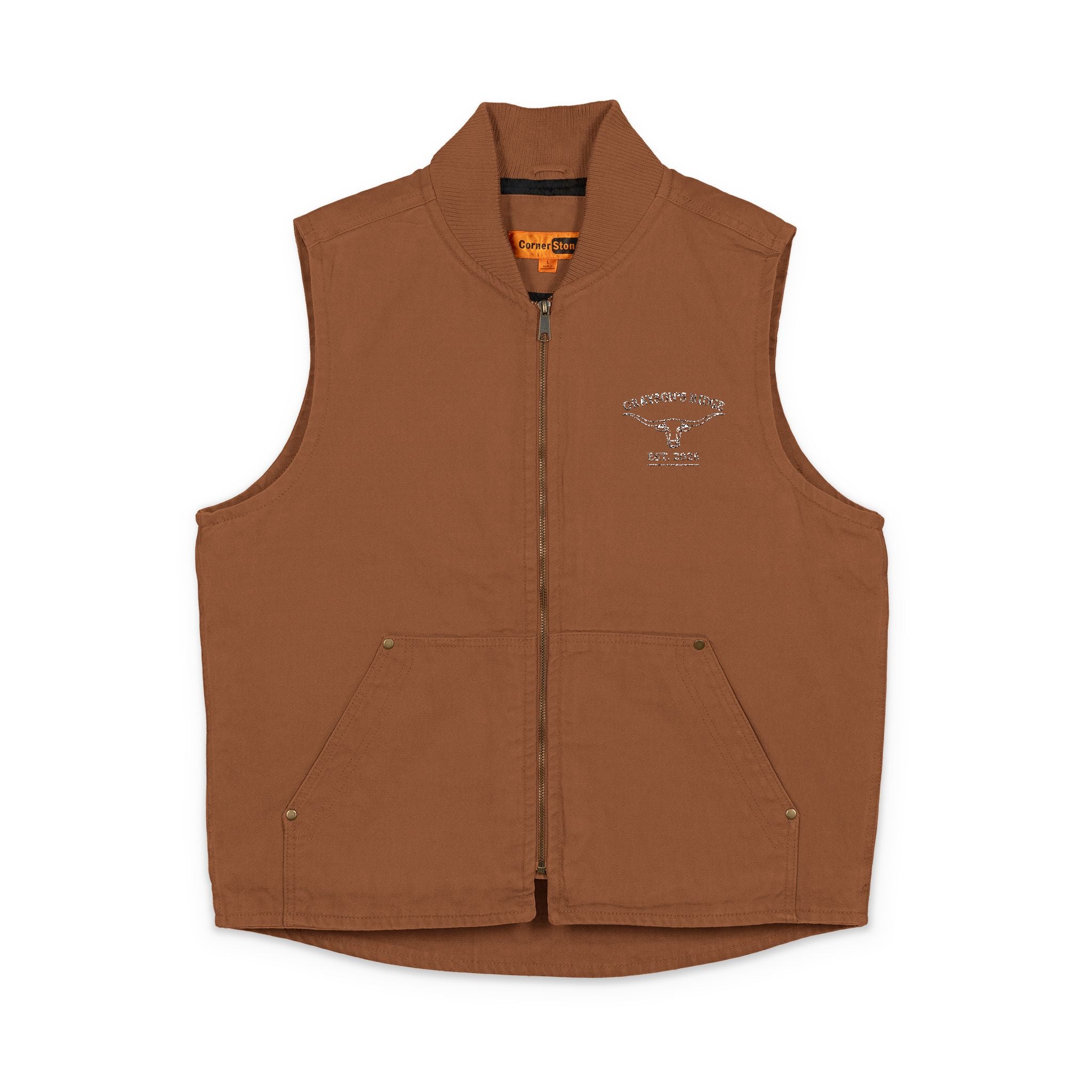 Duck Cloth Vest — Embroidered Heart & Wings Workwear Vest