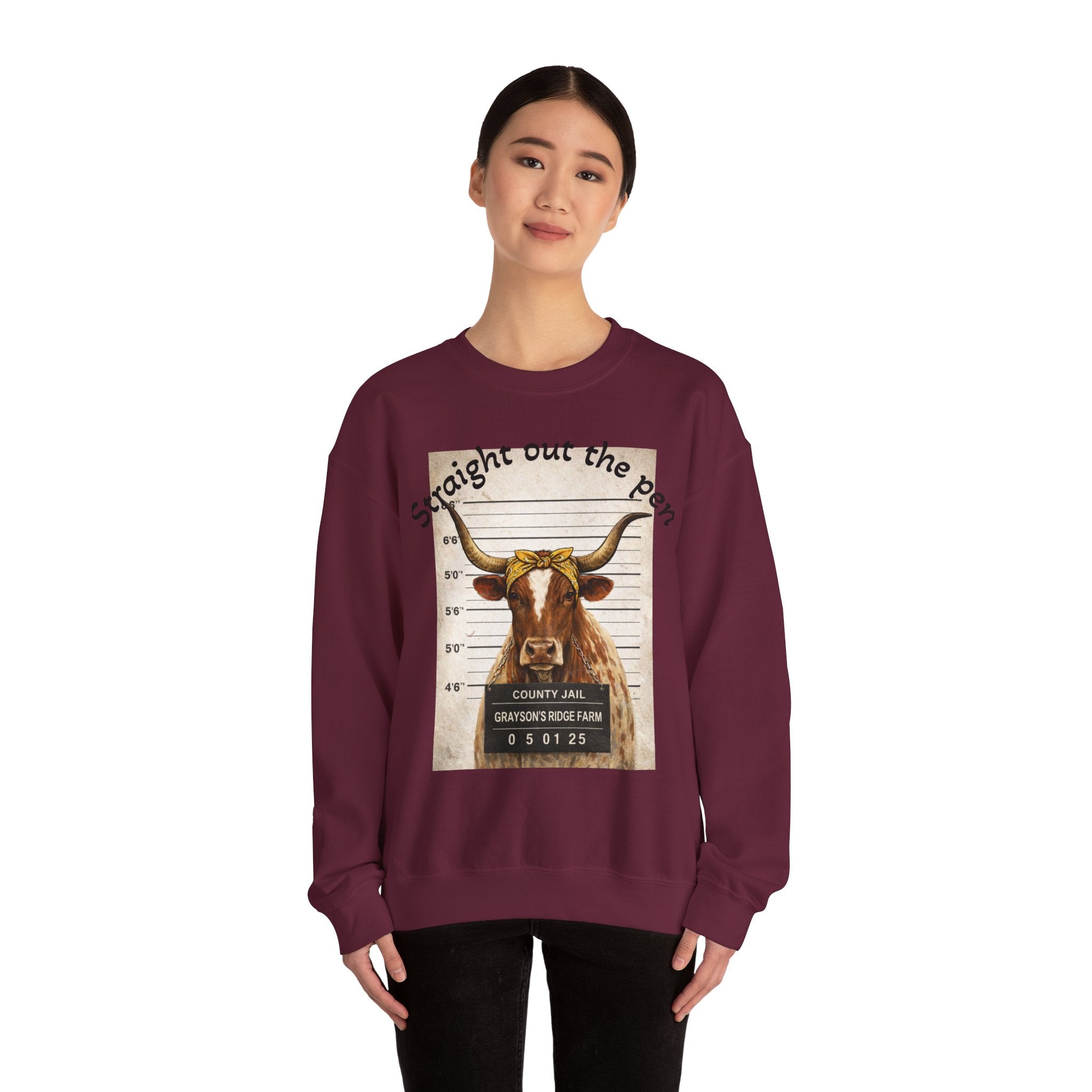 Straight Out the Pen Longhorn Mugshot Sweatshirt