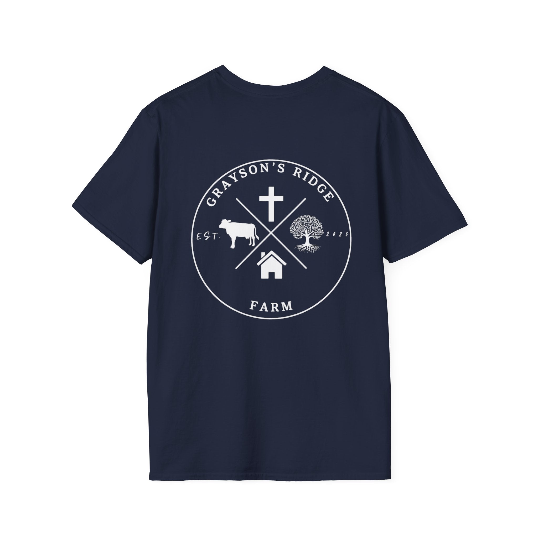 Rooted in Faith Farm T‑Shirt — 'Rooted in Faith' Longhorn & Grayson’s Ridge Farm Graphic Tee