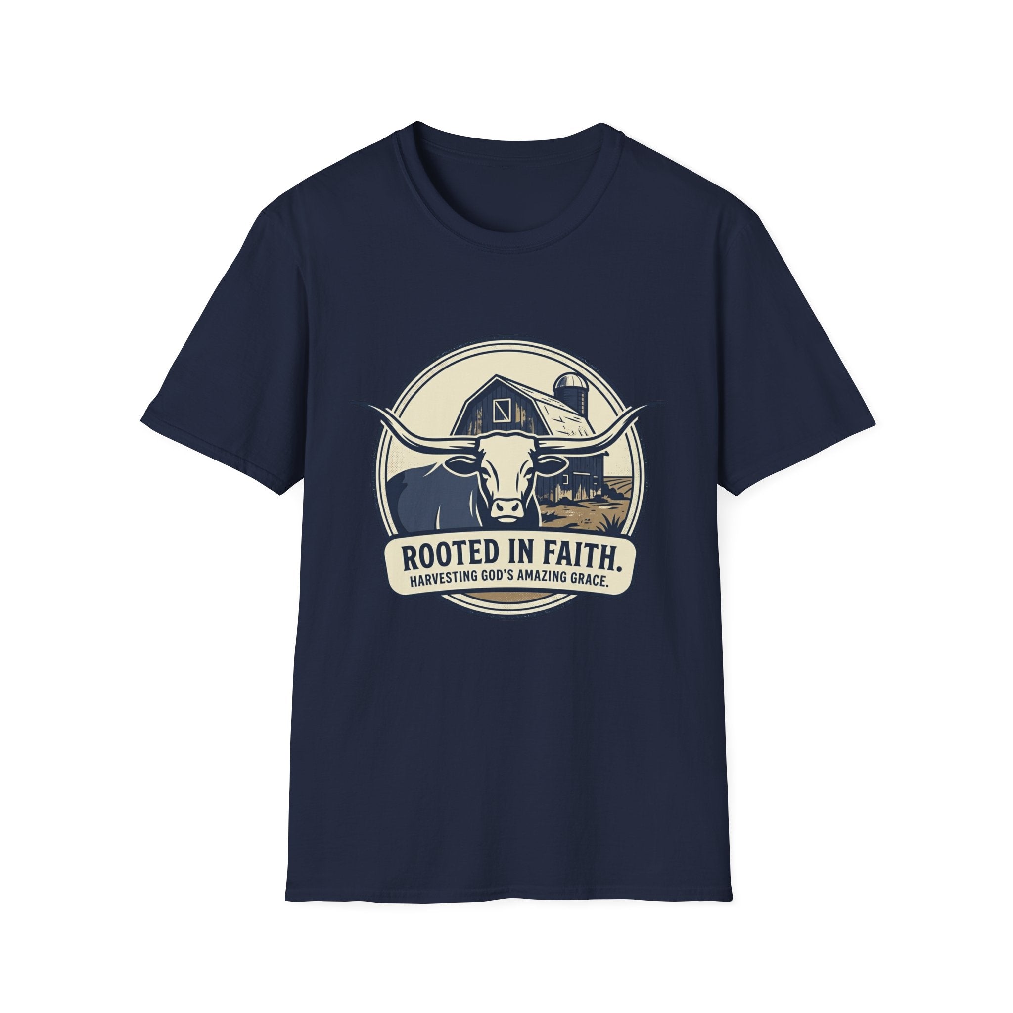 Rooted in Faith Farm T‑Shirt — 'Rooted in Faith' Longhorn & Grayson’s Ridge Farm Graphic Tee