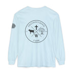 Grayson’s Ridge Farm Long Sleeve T-Shirt — Farm Logo Tee with Cross & American Flag