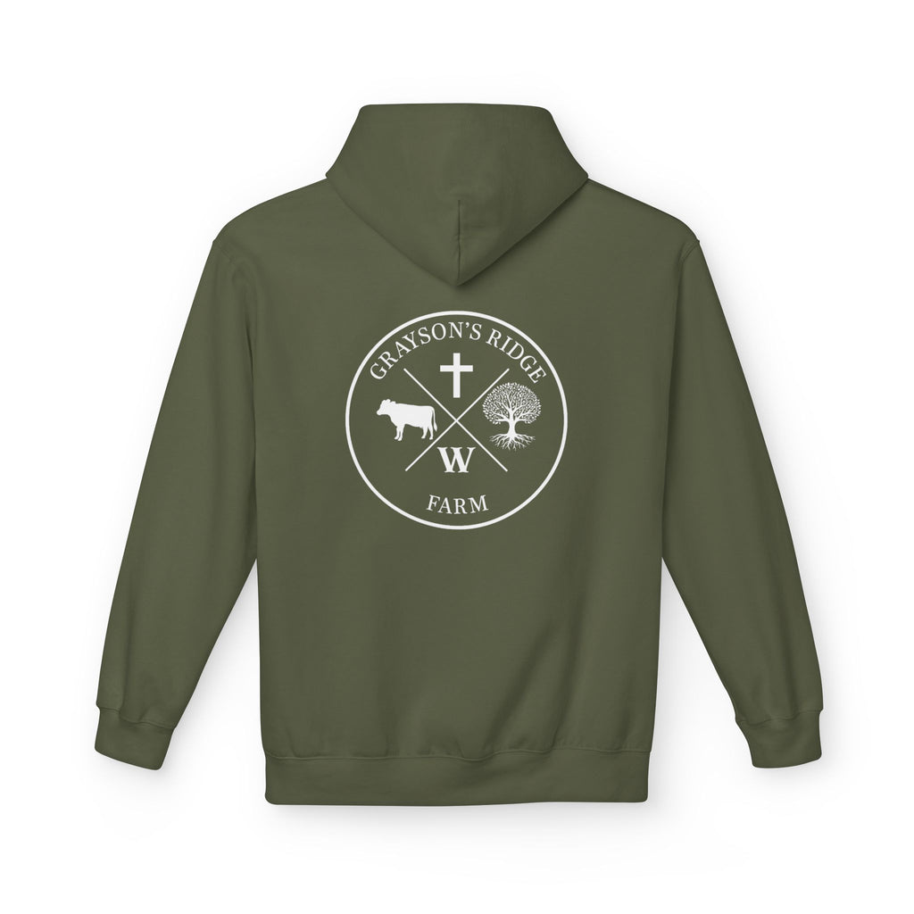 Farm Crest Hoodie – Grey "Grayson’s Ridge Farm" Pullover