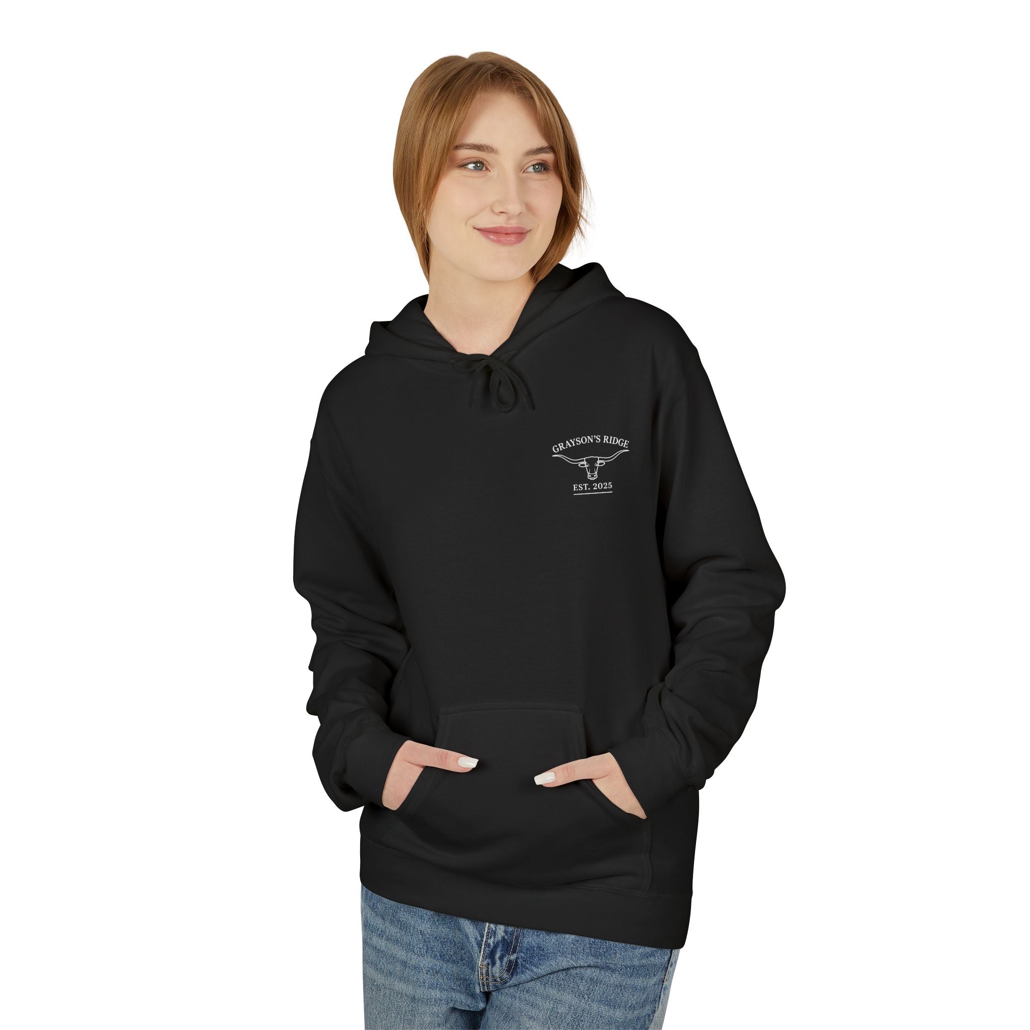 Farm Crest Hoodie – Grey "Grayson’s Ridge Farm" Pullover