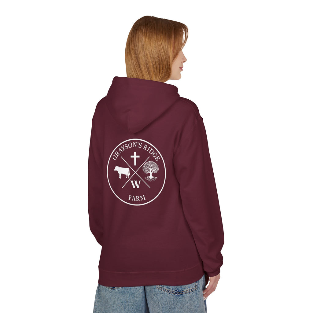 Farm Crest Hoodie – Grey "Grayson’s Ridge Farm" Pullover