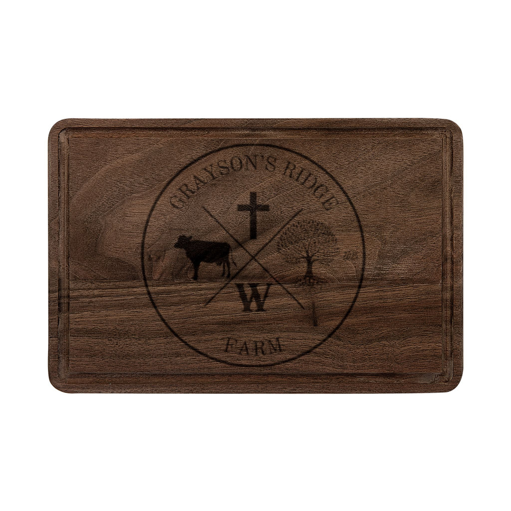 Engraved Farm Logo Wooden Cutting Board – Personalized Ranch & Country Kitchen Gift